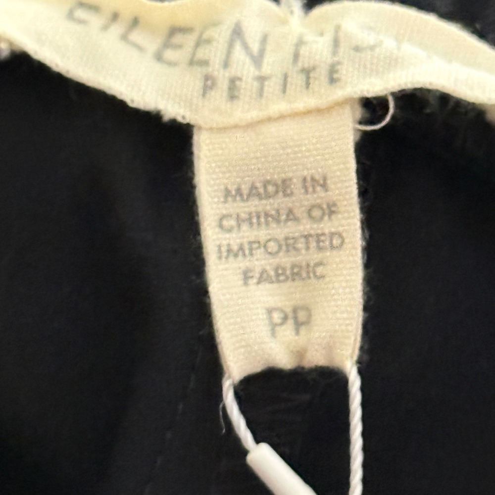 Eileen Fisher Petite PP Black Slim Ankle Pants Side Zip Organic Cotton Stretch - Picture 7 of 9